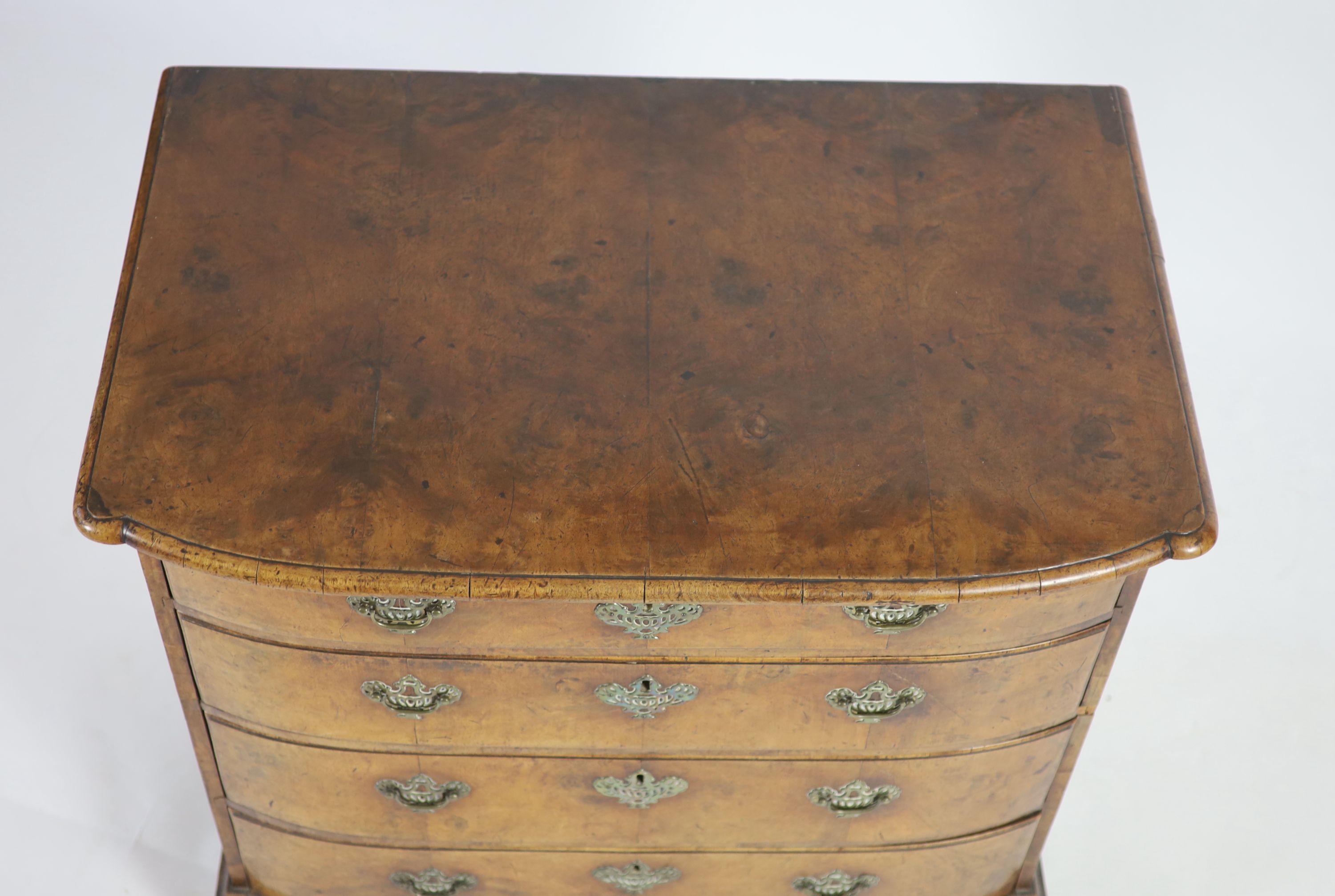 An 18th century Dutch walnut bowfront chest W.89cm D.57cm H.84cm